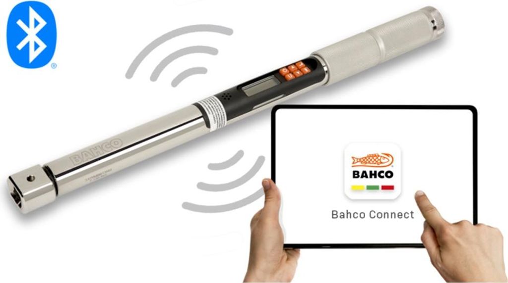 Bahco Elektronischer Drehmoment-/Drehwinkelschlüssel 33-650 Nm mit Datenspeicher & Bluetooth Schnittstelle & rechteckiger Aufnahme für Einsteckwe...