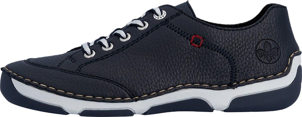 Rieker Damen Sneaker Leder Schnürschuh Ziernaht 55901, Größe:38 EU, Farbe:Blau