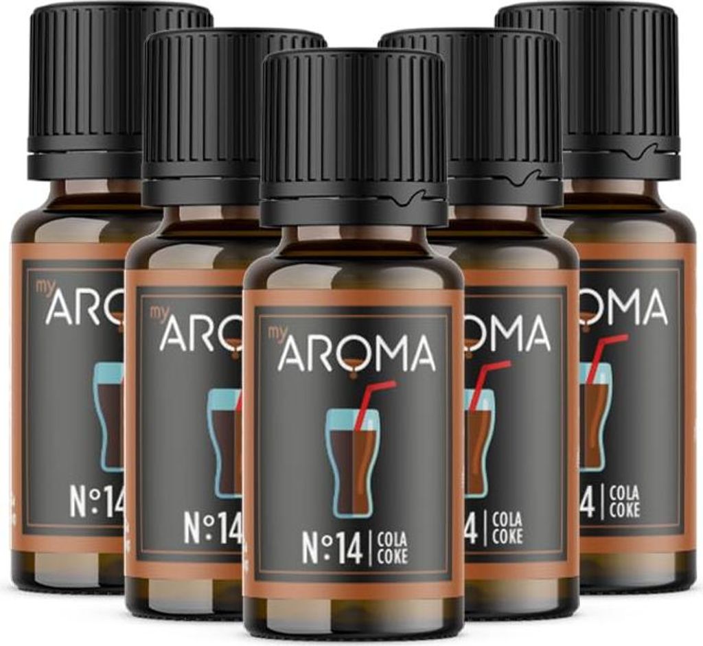 myAROMA Flavour Drops – Cola 5x10ml, zuckerfrei & vegan, natürliches Aroma für Backen und Getränke, Nr. 14