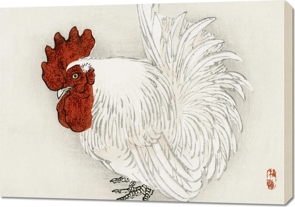 Quadro 100x70 cm Japanese Bantam, Kōno Bairei Vintage per il salone