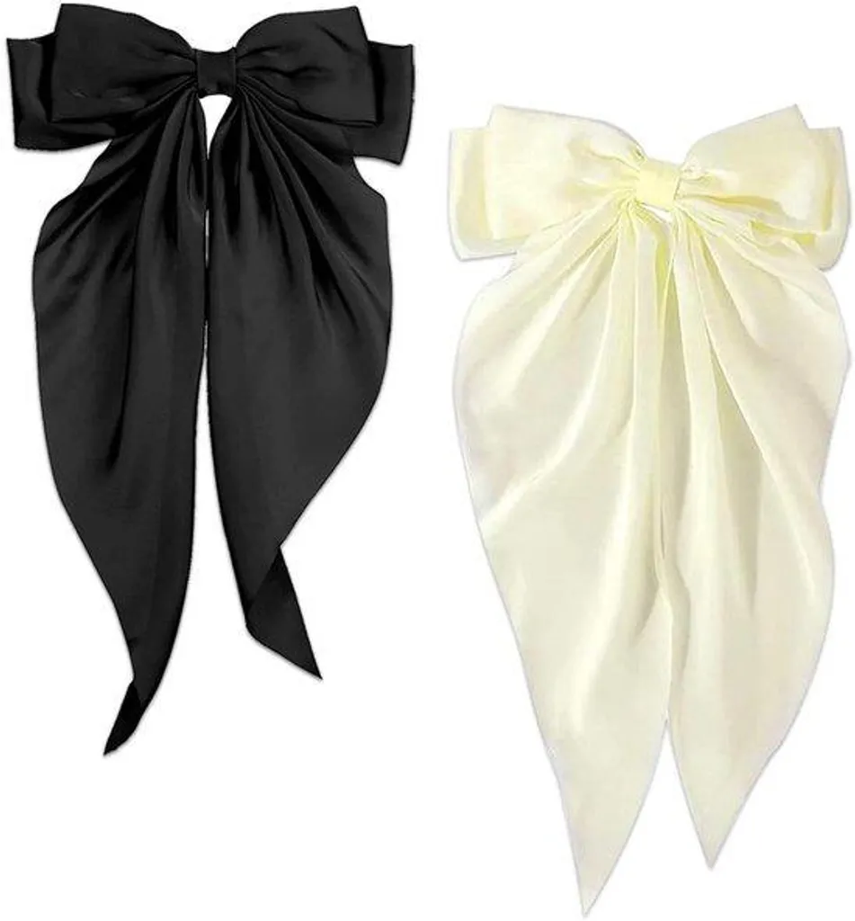 Barrettes cheveux XL bicolores lot de 2 avec fixation forte noir et crème