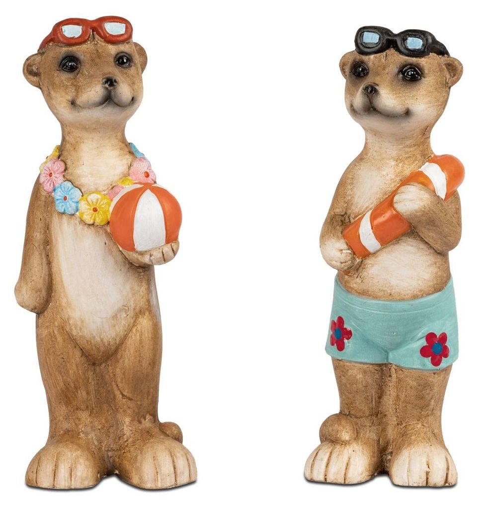 2er Set Dekofiguren Erdmännchen Sommerzeit H. 19cm aus Produktbild 