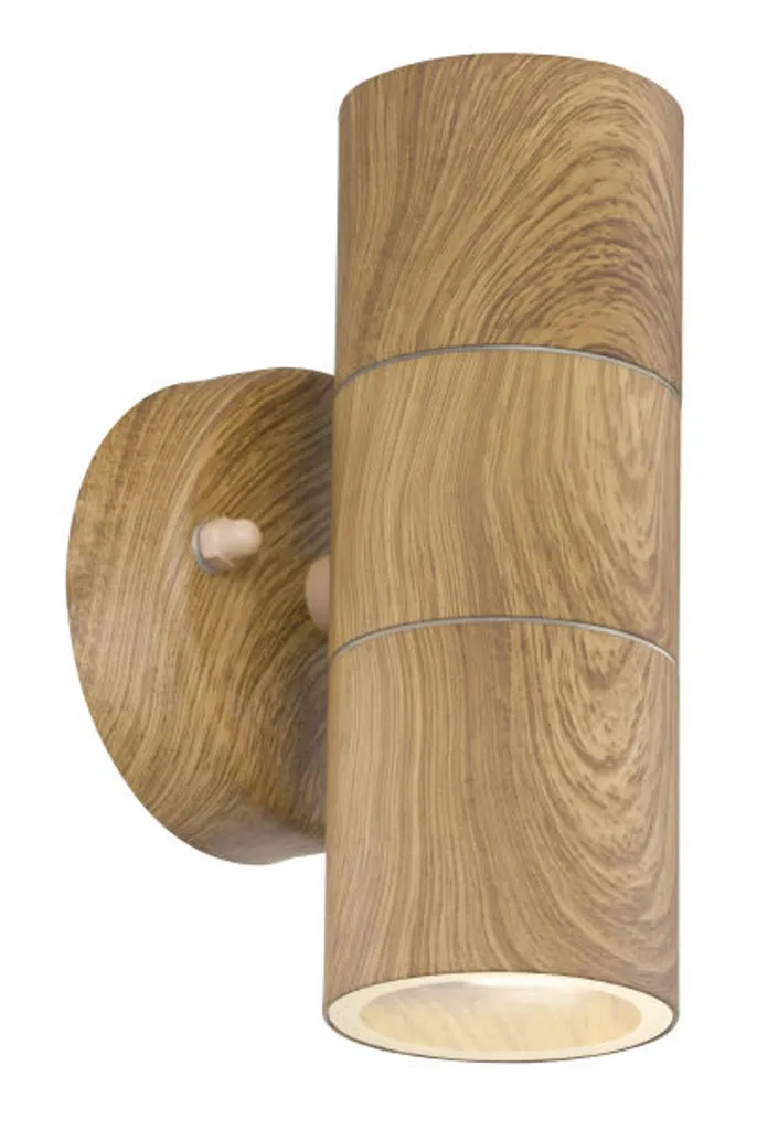Luminaire extérieur double faisceau haut et bas en acier aspect bois