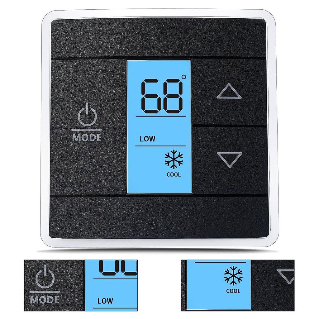 RV Wandthermostat 3316250.712, Einzelzone, 3-adrig – für Kühl-/Heiz-/Ofensteuerung, Ersatz für Wohnmobil & RV Klimaanlage, Schwarz