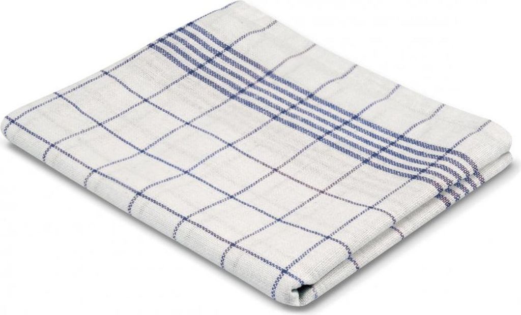 Sito 10 Geschirrtücher 70 cm x 50 cm weiss/blau "Halbleinen" | Folie (10 Stück)