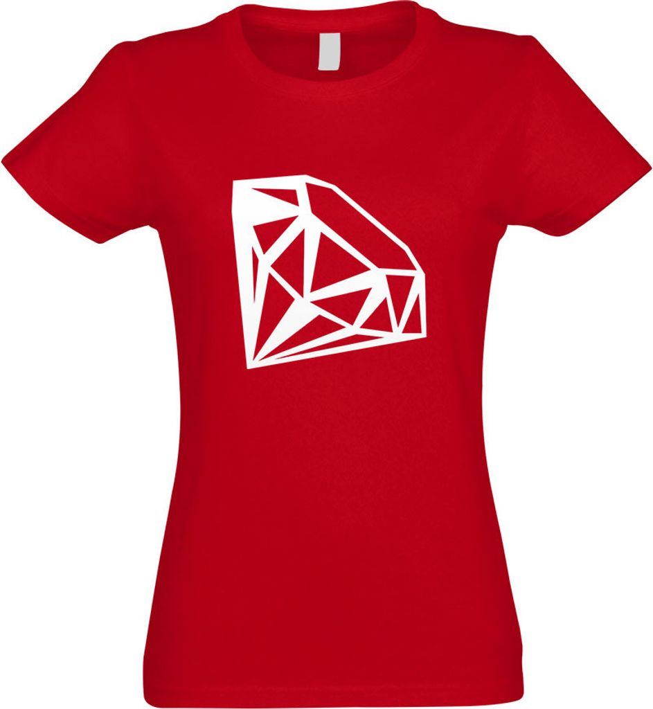 Kiwistar - T-Shirt tailliert - Damen - rot - Edelstein Gemstone - mit Motiv Bedruckt - Funshirt Design - Sport - Freizeit - Damen - XL