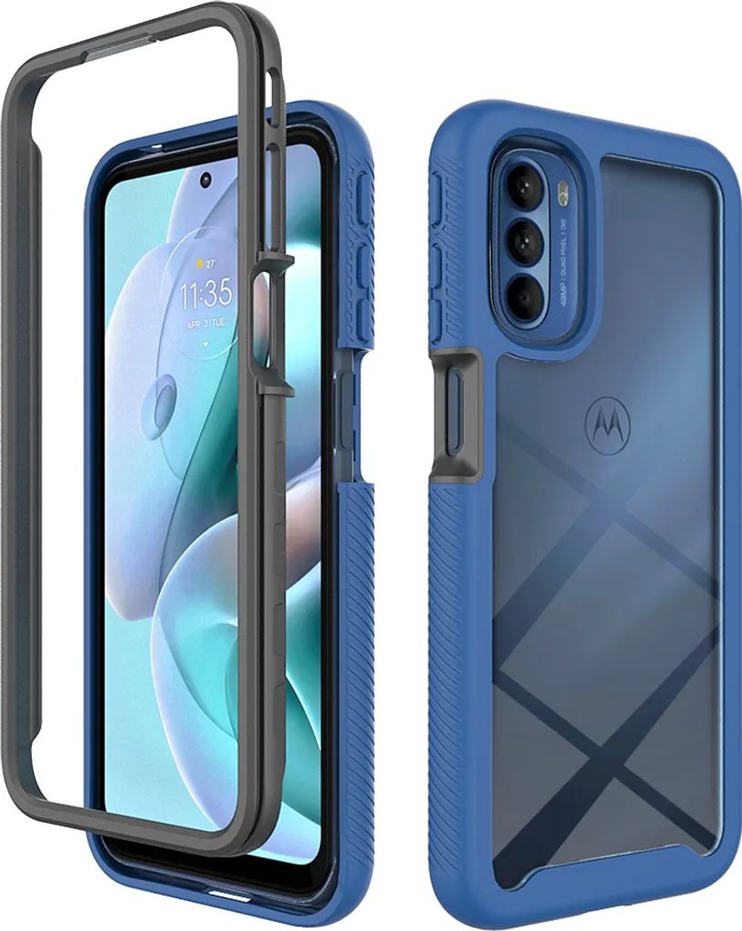 GMUJIAO Cover per Motorola Moto G31/G41,Transparent PC/TPU Custodia per Cellulare con Cornice con 2 Proteggi Schermo in Vetro Temperato Resistente ai Graffi-Nero