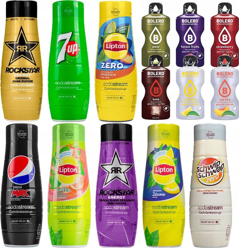 SodaStream siropen (Rockstar, Lipton, Pepsi Max), 8 stuks + Productafbeelding 