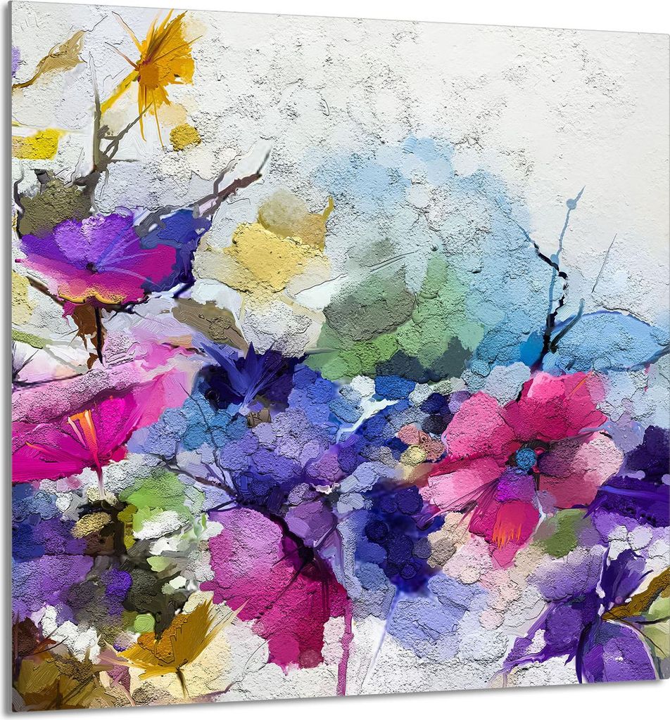 GLASPLATTE FÜR KÜCHE 60x65 Blumen