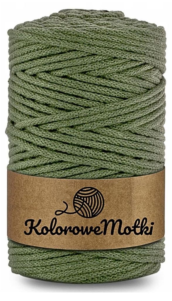 Makramee Garn Khaki 5mm 50m | Baumwollkordel mit einem Kern, Häkelkordel, Baumwollkordel mit Polyesterkern, Textilgarn