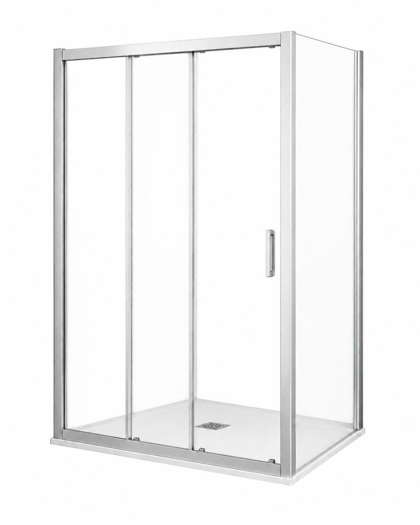 Cabine de douche 140 cm + paroi fixe 70 cm - Portière Image du produit 