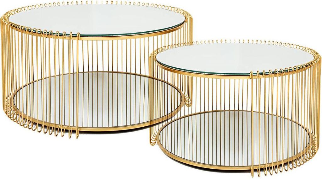 KARE Couchtisch-Set WIRE DOUBLE I Messing