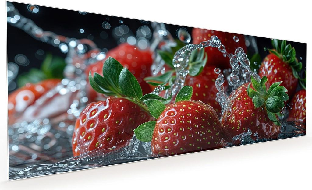 Küchenrückwand Spritzschutz Glas mit Motiv Frische Erdbeeren 40 x 40 cm