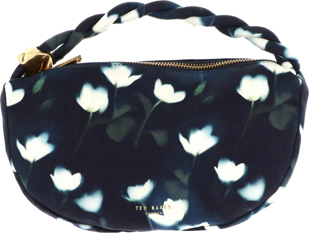 Ted Baker Isli sac à main hobo en satin bleu marine à motif chic