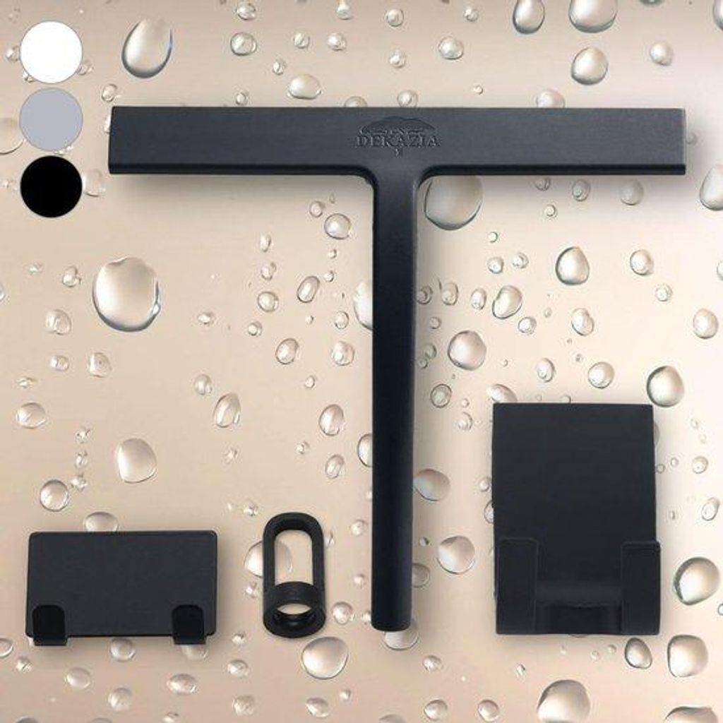 Silikon Wasserhahn Wischer Schwarz - Wasserhahn Wischer für Dusche, Wischer und Wasserhahn Wischer mit Halter - Robuster Wischer für Glas und Ker...