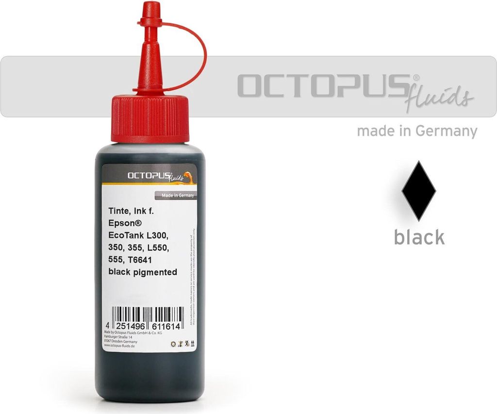Tinte, Ink f. Epson EcoTank L300, L355, L555 Drucker, T6641 schwarz