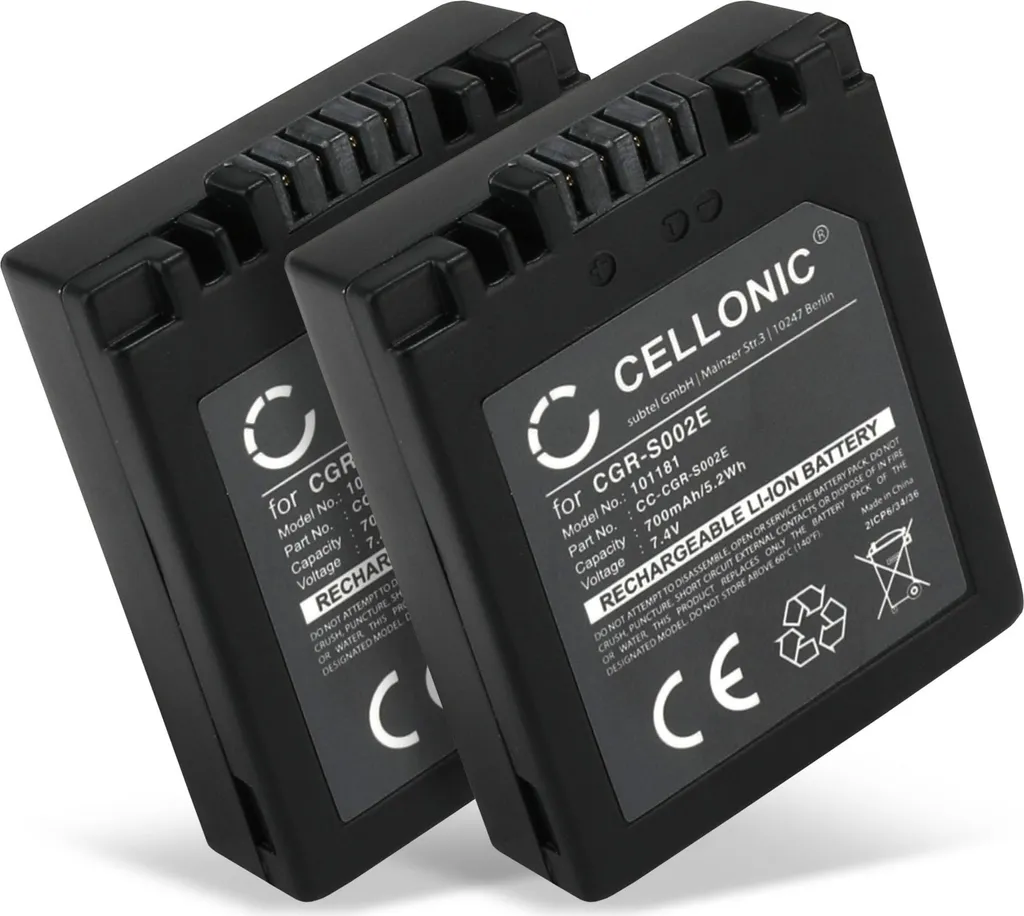 Kit 2 Batterie Panasonic Lumix DMC-FZ5 FZ20 | CELLONIC 700mAh