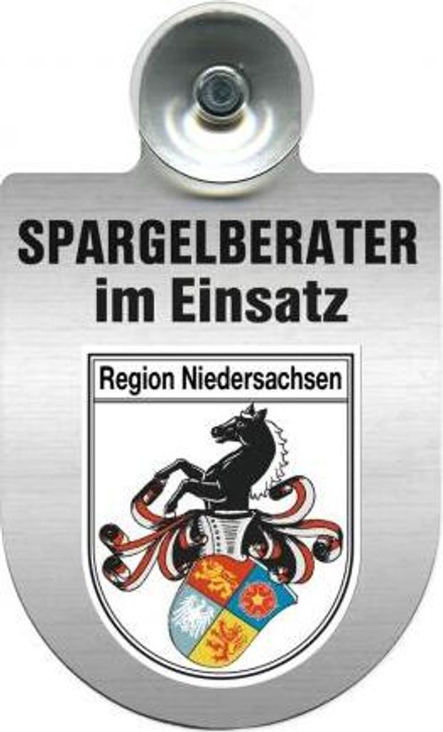 Einsatzschild mit Saugnapf - Spargelberater im Einsatz - incl. Regionenwappen 393835 Color - Region Niedersachsen