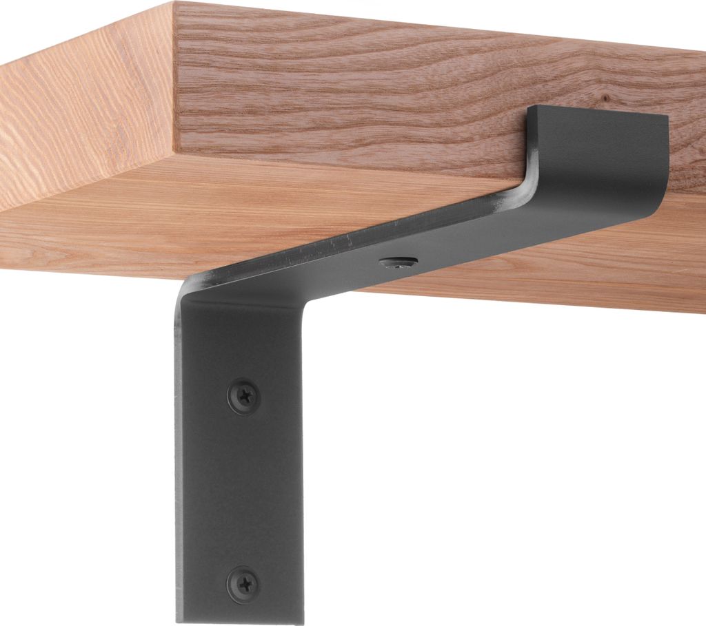 HOLZBRINK Metall Regalträger für Wandregal, Wandhalterung 300 mm, Rohstahl mit Klarlack, 2 Stück, HLR-Z-300-0000