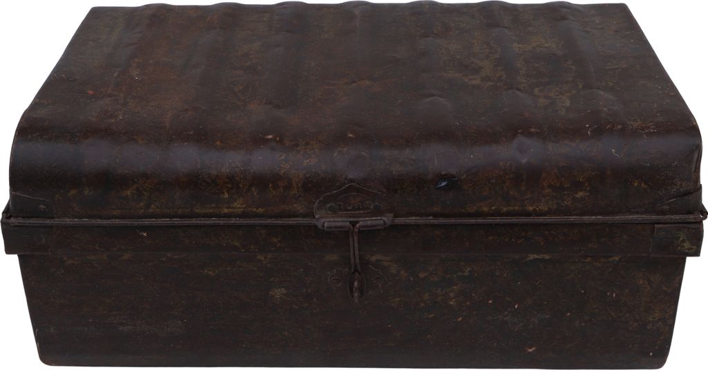 Alter Blechkoffer, Antiker Metallkoffer - Modell 4, Braun, 25*63*40 cm, Truhen, Kisten, Koffer