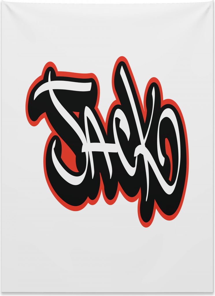 Abakuhaus Jack Wandteppich, Graffiti Font männlicher Name aus Weiches Mikrofaser Stoff Kein Verblassen Klare Farben Waschbar, 110 x 150 cm, Zinnob...