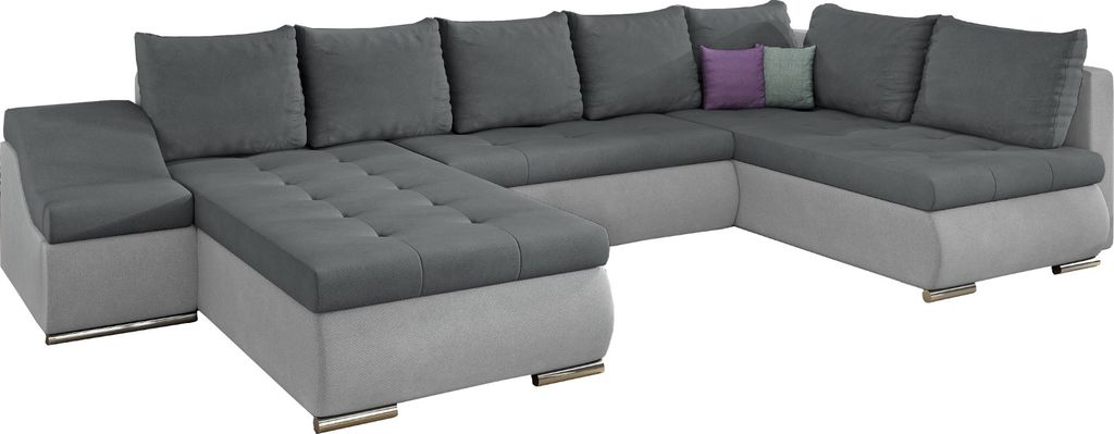 Wohnlandschaft mit Bettfunktion Polstergarnitur Ecksofa mit Schlaffunktion und Bettkasten Couch für Wohnzimmer Schlafsofa Sofagarnitur Sofa Eckcou...