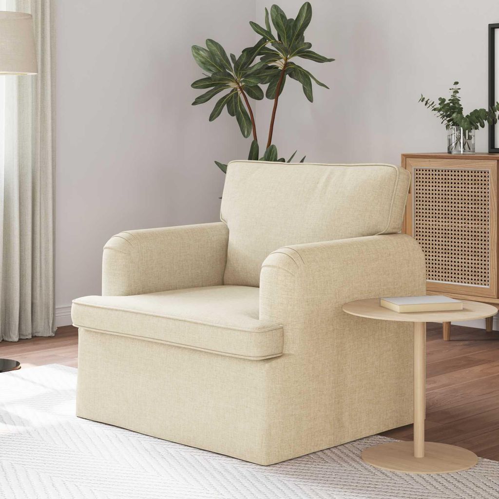 Möbel Sofasessel 60cm 1-Sitzer - elegantes Design - Wohnzimmer Sofa - Creme Metall DE480933 - Klassische Sofas