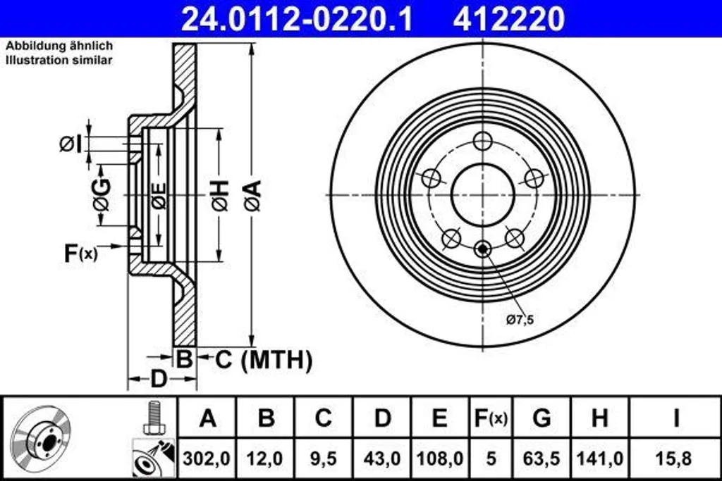 Disque de frein ATE haute teneur en carbone 31423721 pour Volvo S90