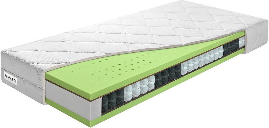 Taschenfederkernmatratze Benab Seven Zone Ergonomic Matratze 85 x 200 cm H3 / H4 hart 23 cm hohe Taschenfederkernmatratzen, Lyocell, Kokosnuss, HR,...