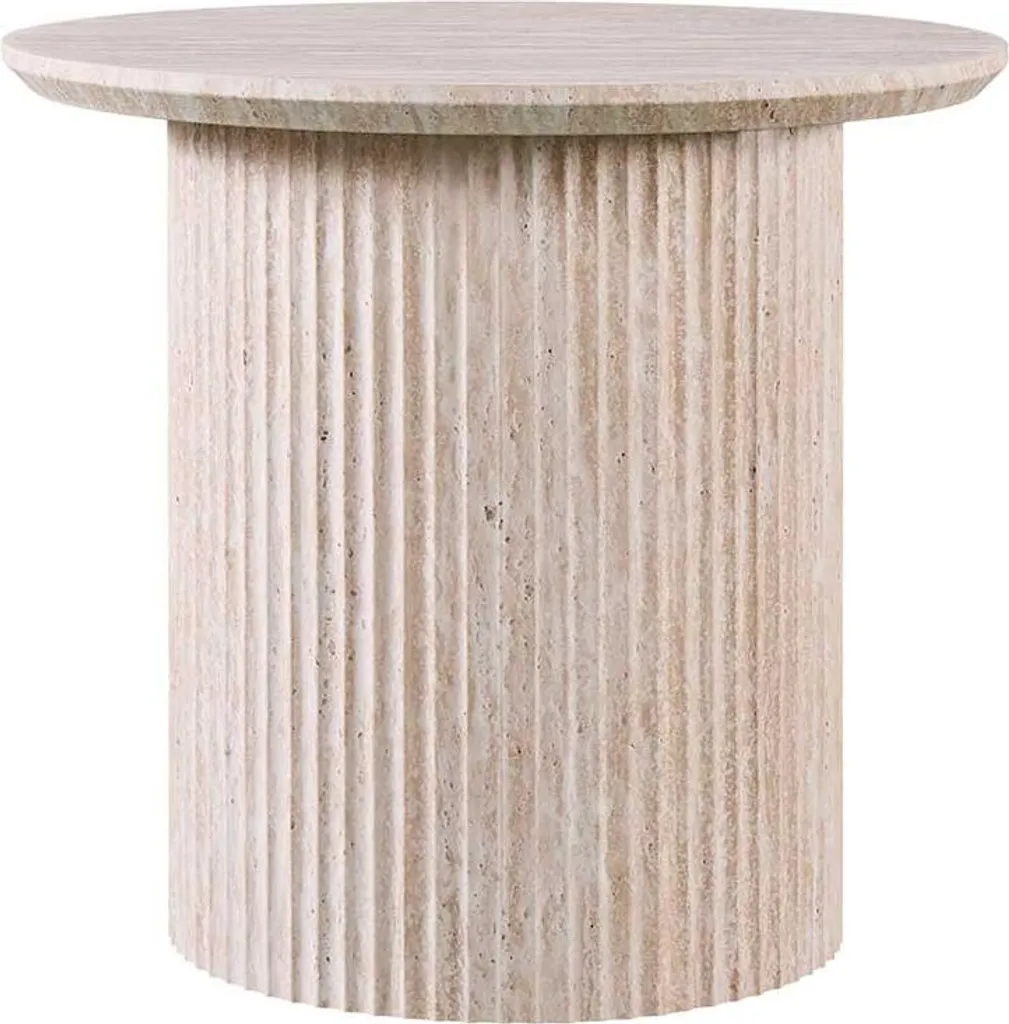 Table basse ronde Lagos en travertin naturel et design moderne Ø50 cm