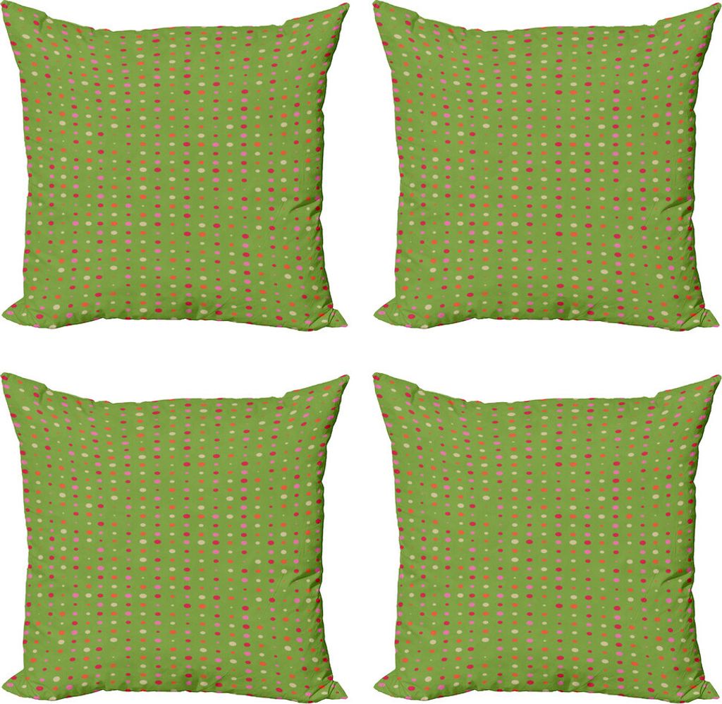 ABAKUHAUS Rosa Tupfen Kissenbezug Set (4 Stück), unregelmäßige Formen, Moderner Doppelseitiger Digitaldruck, 40 cm x 40 cm, Mehrfarbig