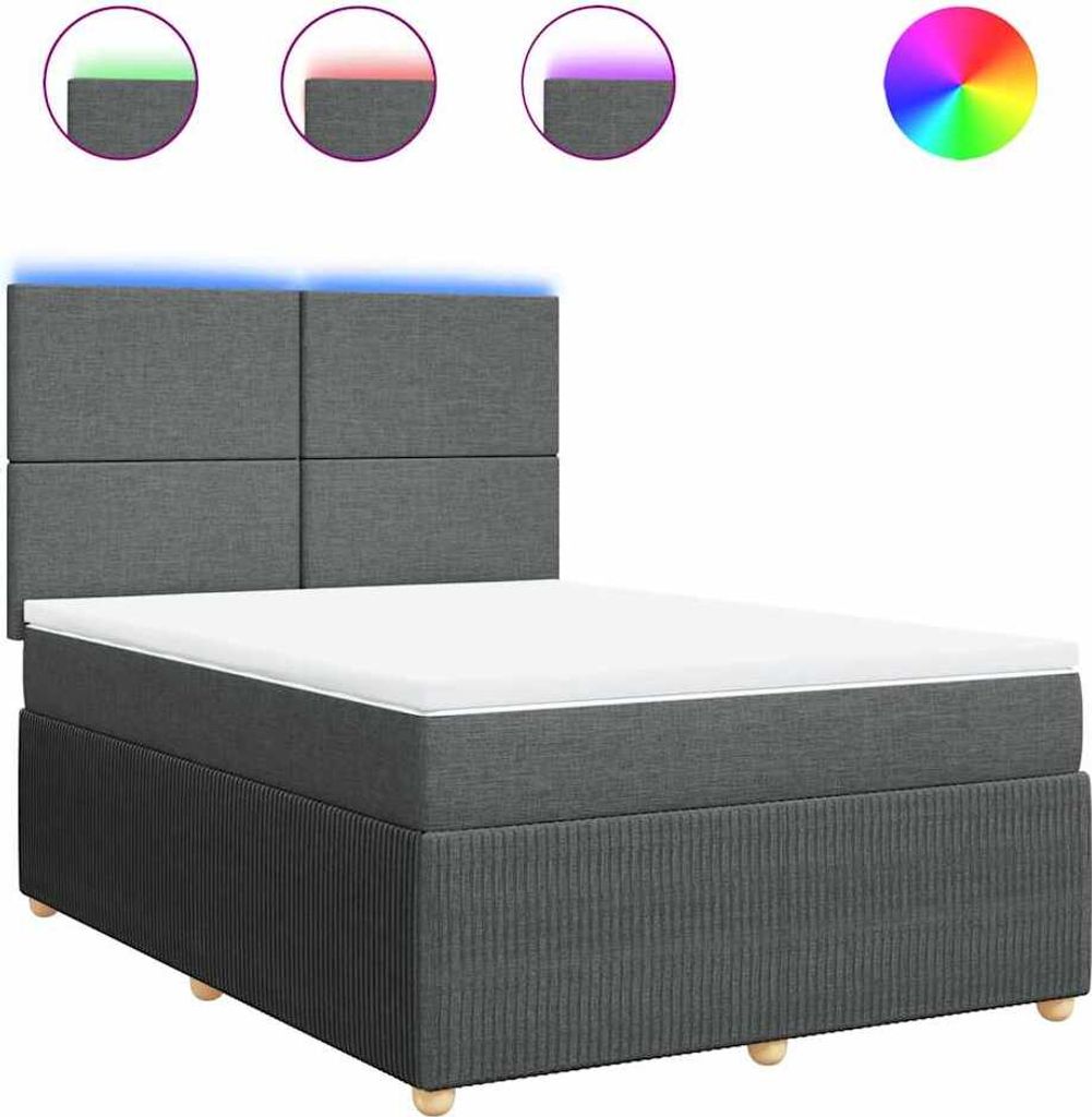 vidaXL Boxspringbett mit Matratze Dunkelgrau 160x200 cm Stoff