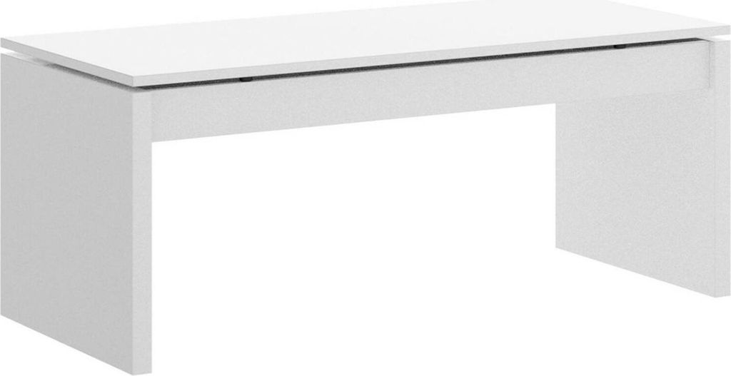 Couchtisch Dburgi, Wohnzimmer-Zeitungsständer mit Ablagefach, niedriger Couchtisch, 102 x 50 x 43 cm, Weiß