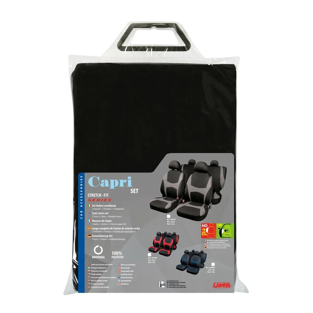 Set Coprisedili Auto Lampa Capri Nero Rosso - Comfort per i Tuoi Viaggi - 2
