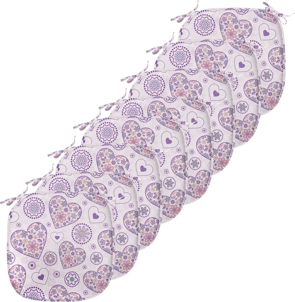 ABAKUHAUS Valentines Polster für Esszimmerstühle, Herzen mit Blumen, Dekoratives wasserfestes Kissen mit Riemen für Küchensitze, 40 cm x 40 cm-...