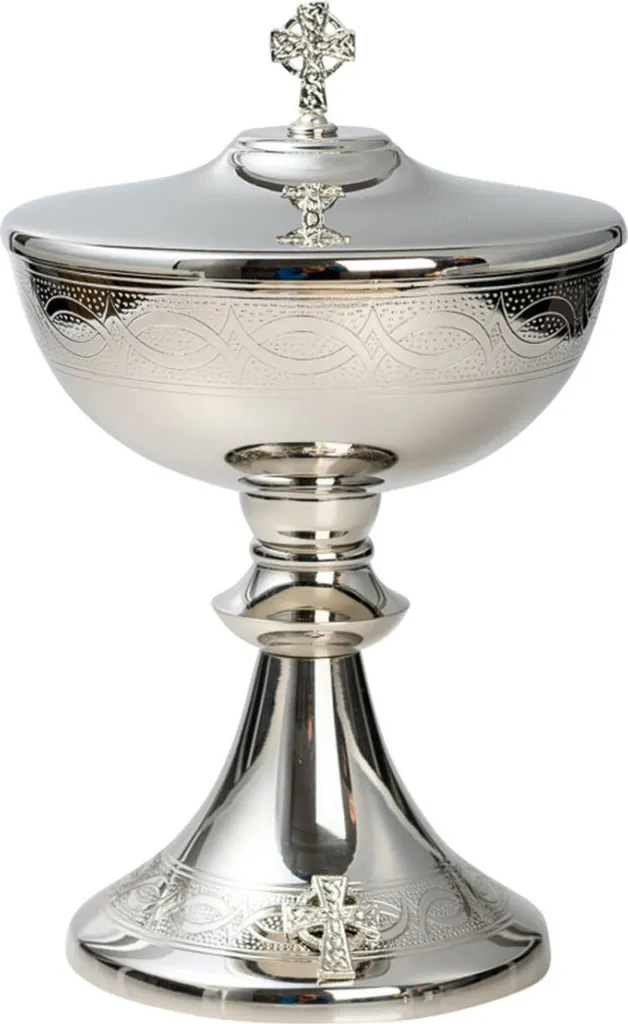 Ciboire avec finition nickelée 23 cm - Haute brillance et croix décorative