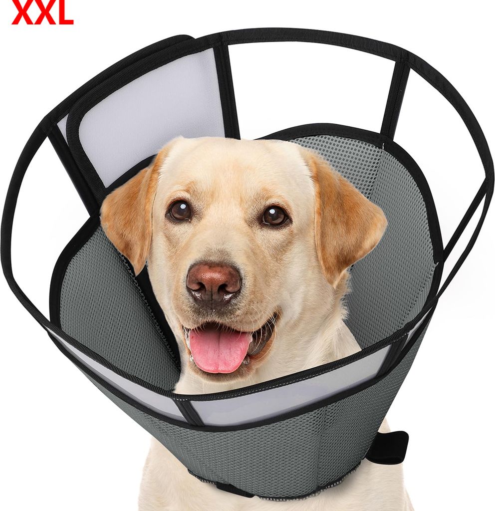 Hundehalskrause XXL,Graue Hundehalsband,atmungsaktiv,mehrere Größen,leicht und bequem,schützendes Halskrause