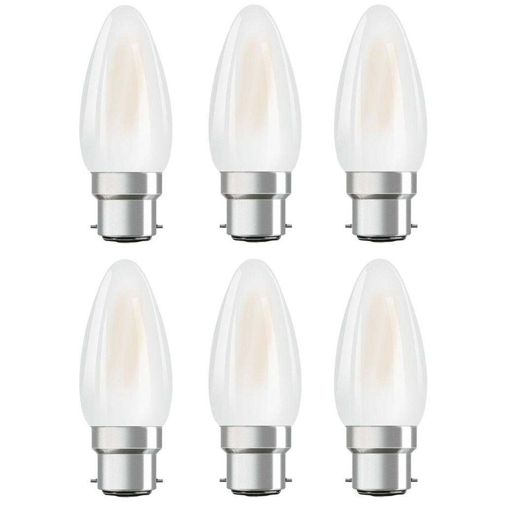 6 x Osram LED Filament Star Retrofit Classic B Kerze 4W = 40W B22d matt 470lm warmweiß 2700K