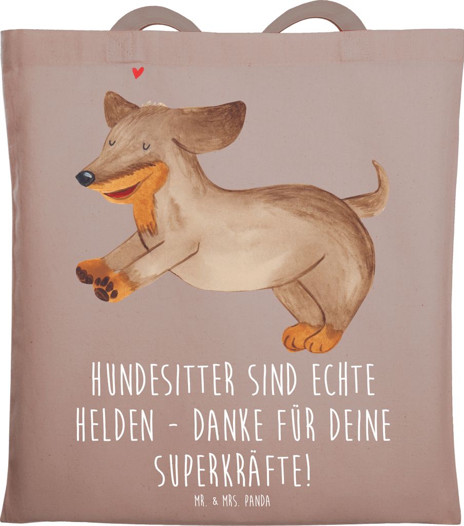Mr. & Mrs. Panda Tote Bag Hundesitter Helden - Braun Pastell - Geschenk, Superkräfte, Dankeschön, Wertschätzung, Jutetasche, Dankbarkeit zeigen,...