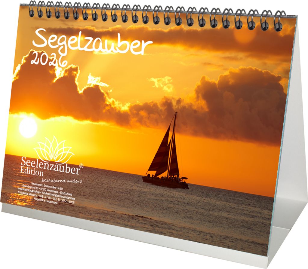 Segelzauber DIN A5 Tischkalender für 2026 Segelschiffe und Meer - Seelenzauber