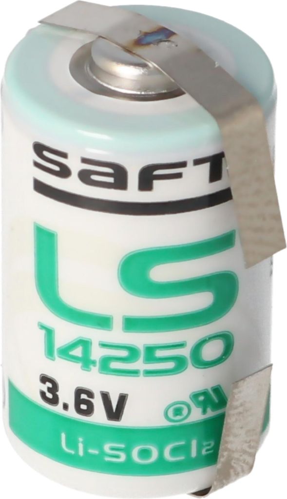 A single battery with metal tabs attached to the top.