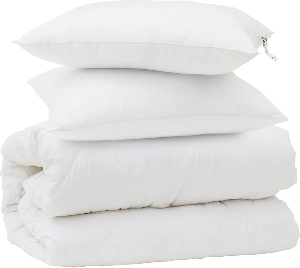 Set Letto vidaXL Bianco 3 pz - Piumone Chic in Piuma d'Oca e Microfibra
