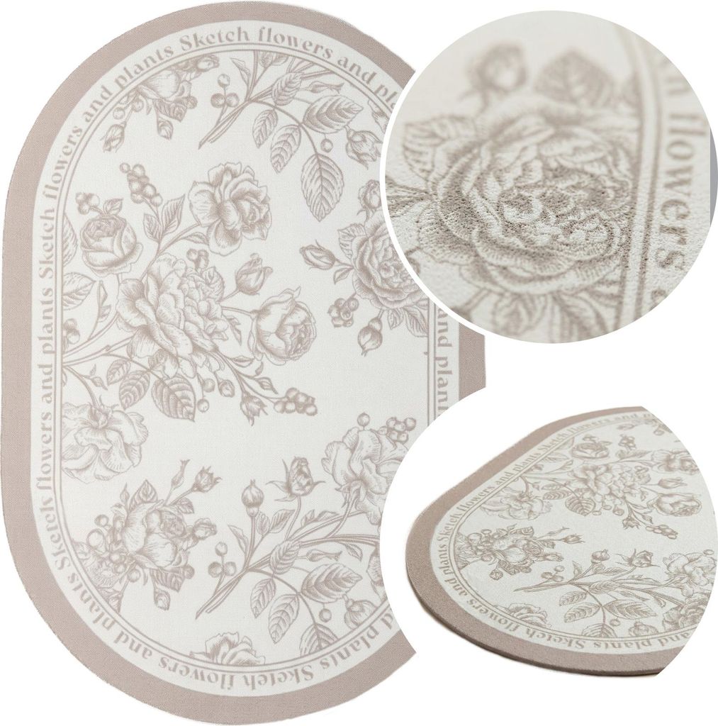 Dekorative Tischunterlage Servette Unter Teller Blumenmuster 30X45 Bloom Beige