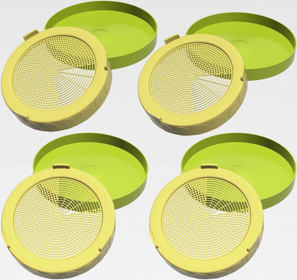 Sprossendeckel und Sprossenschalen, 4er-Pack Sprossendeckel aus Kunststoff mit Sieb für Einmachgläser, Sprossendeckel für Bohnensprossen, Brokko...