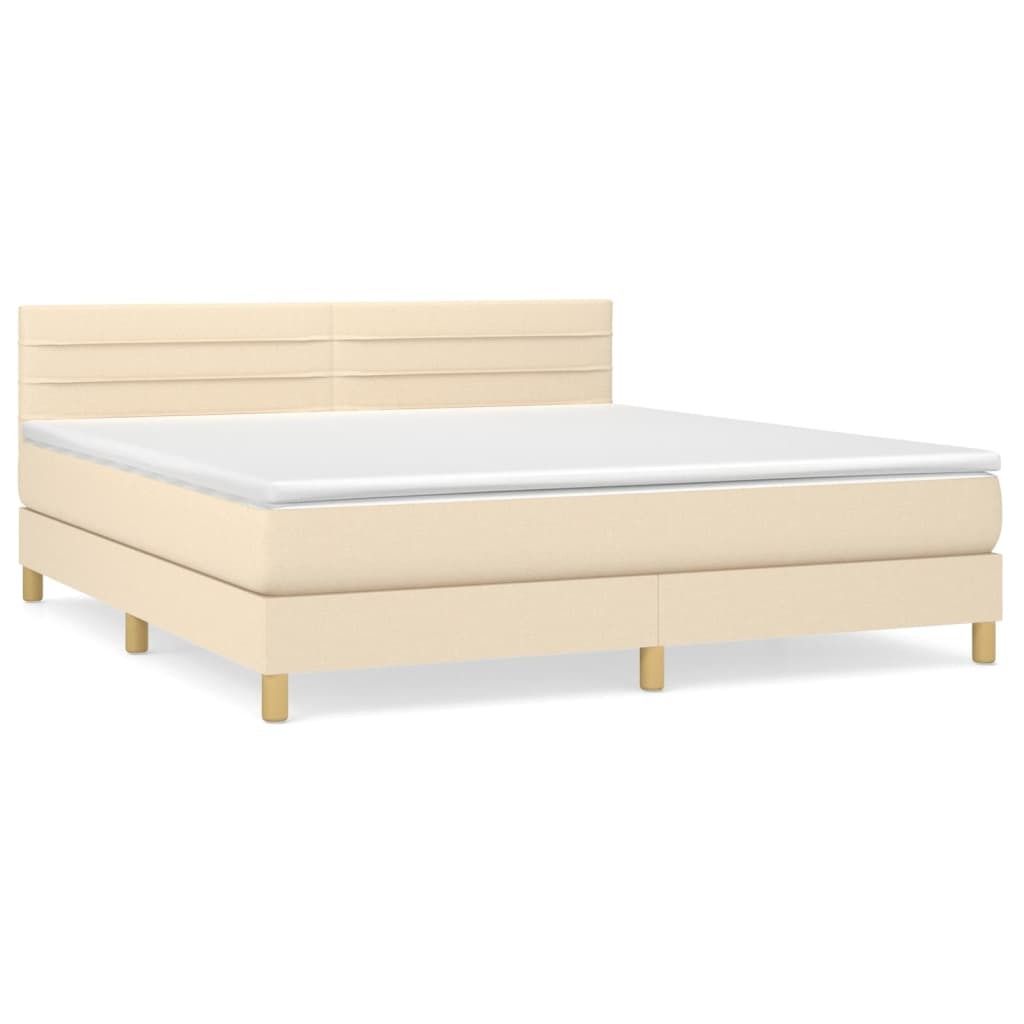 Boxspringbett mit Matratze Creme 180x200 cm Stoff Produktbild 