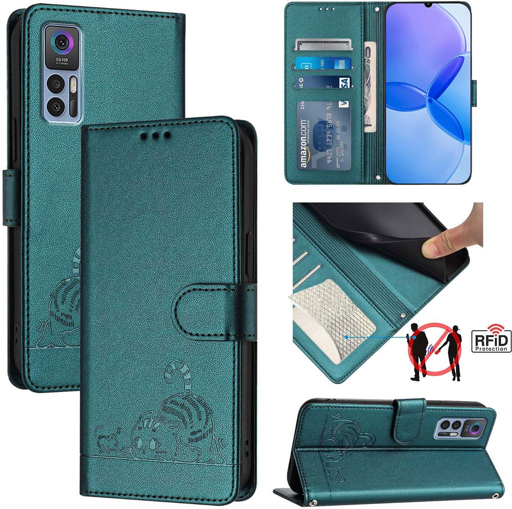 Leder Hülle für TCL 30 /TCL 30 5G /TCL 30+ Süße Katze Flip Produktbild 
