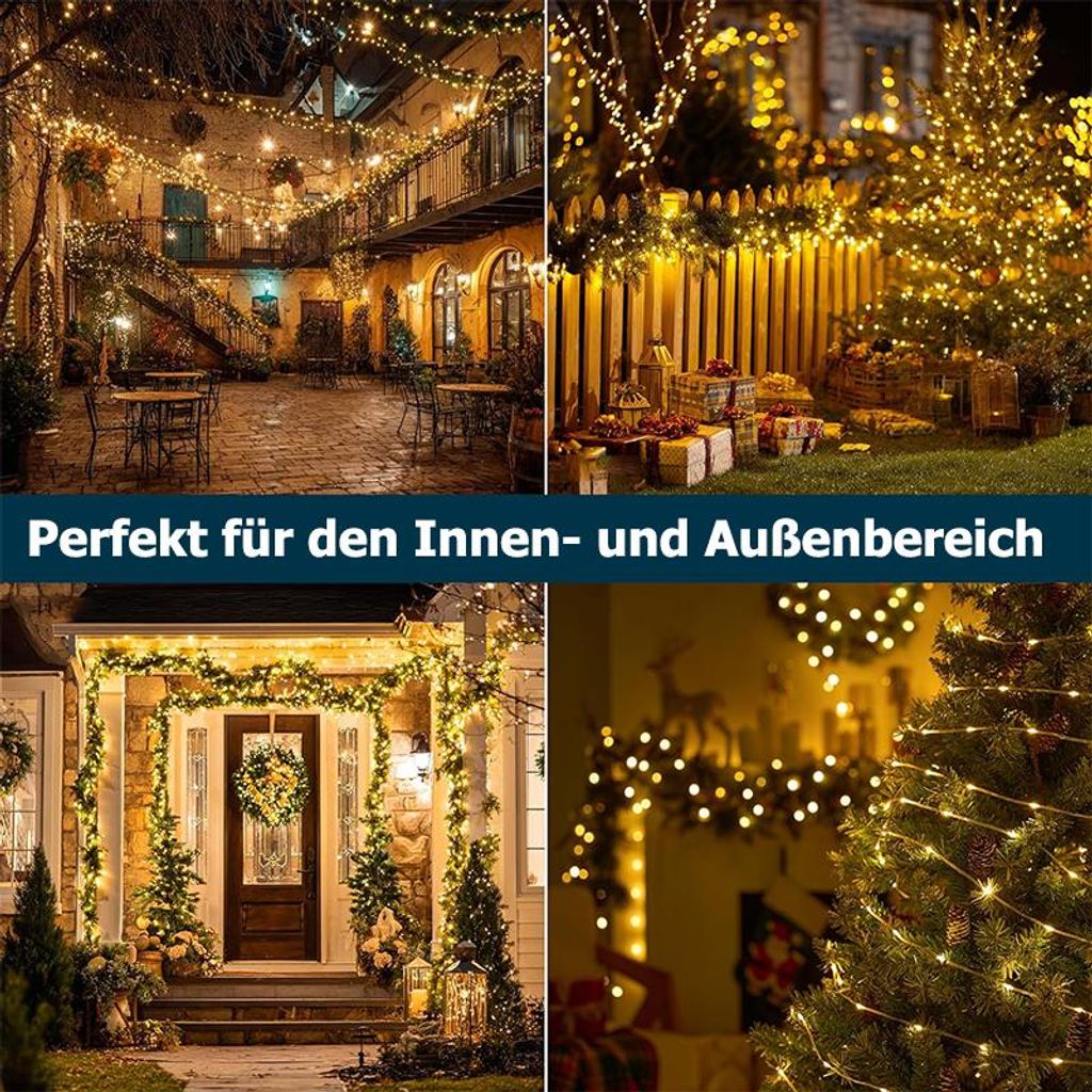 Lichterkette 50M 400 LEDs Warmweiß Wasserdicht 8 Lichtmodi