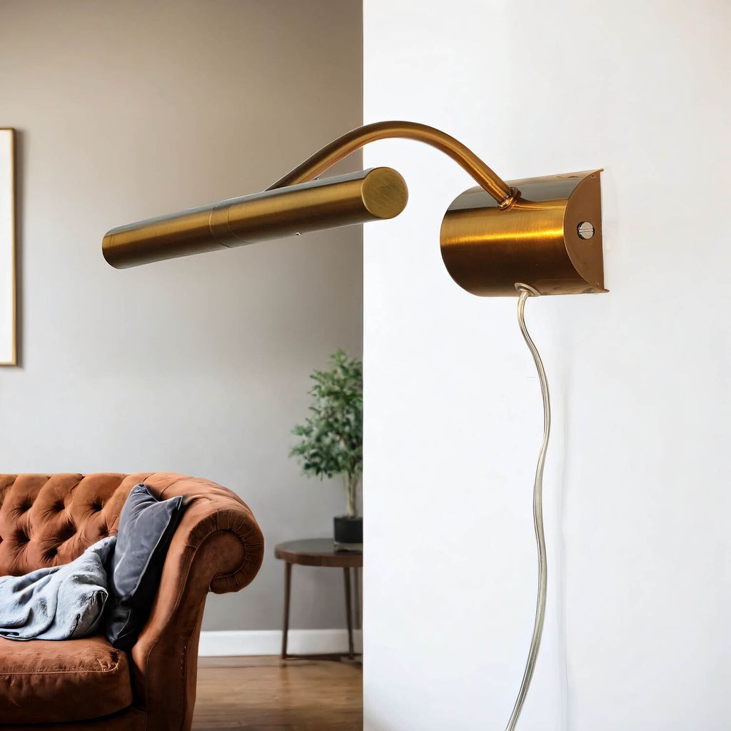 Bilderlampe mit Stecker 29 cm breit in Bronze 2x G9 Bilderleuchte Wandlampe Wohnzimmer
