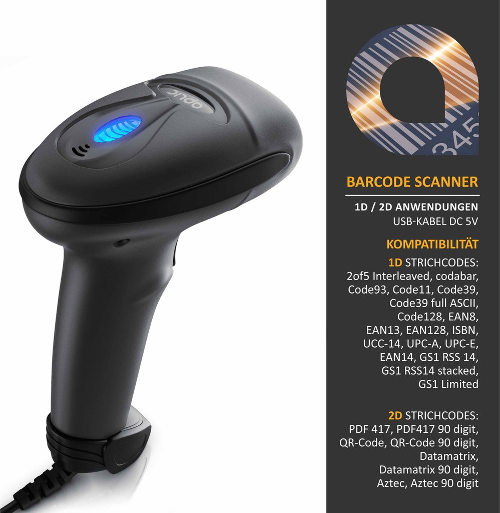 Aplic USB Barcode Scanner kabelgebunden 1D und 2D Produktbild 5