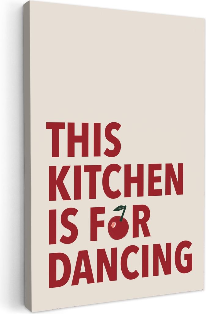 Leinwand Bilder 20x30 cm - Küche - Dunkelrot - This kitchen is for dancing - Beige, Bilder Modern, Leinwandbilder, Wanddeko
